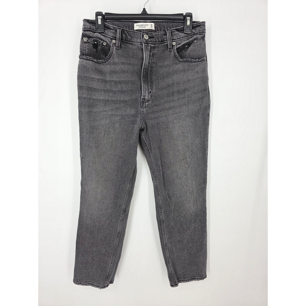 Abercrombie & Fitch The Ankle Straight Ultra High Rise Jeans Washed Black 30 10R